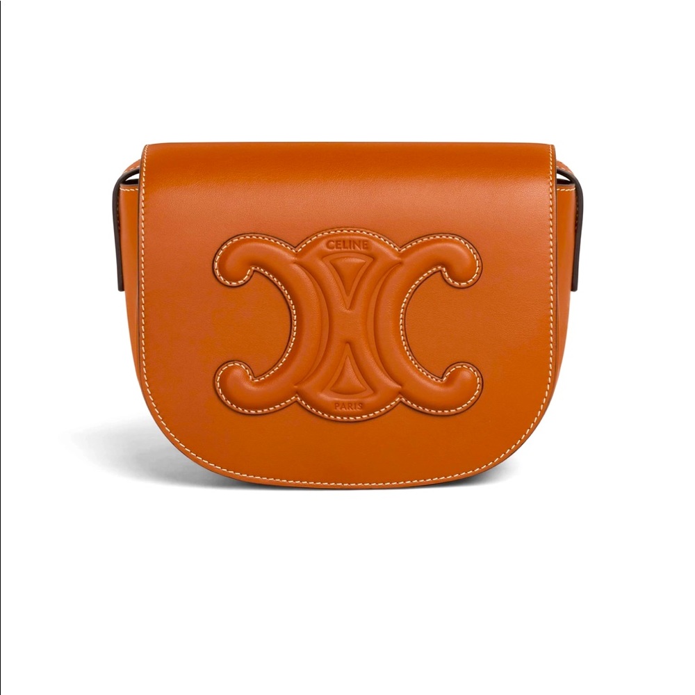 Celine Folco Cuir Triomphe In Smooth Calfskin Tan Bag